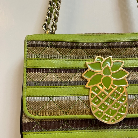 Moschino Cheap and Chic Pineapple Chain Shoulder Bag – Green & Brown Stripes - Picture 2 of 16
